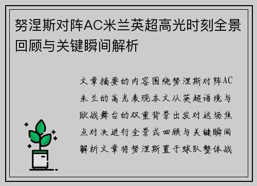努涅斯对阵AC米兰英超高光时刻全景回顾与关键瞬间解析